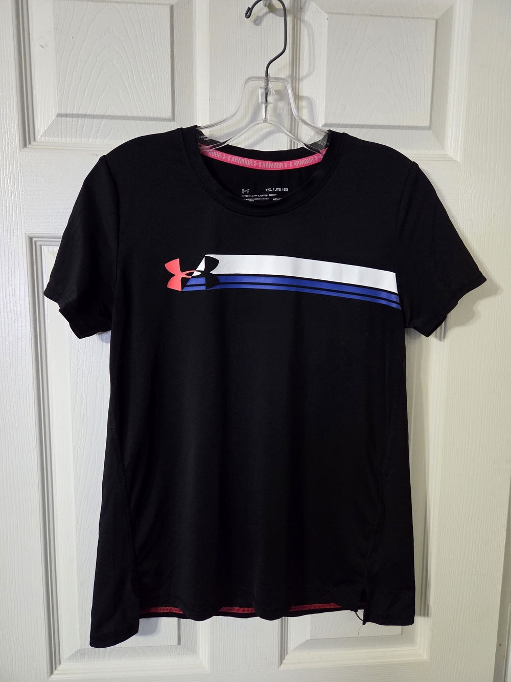 Under Armour Black Graphic Athletic Tee with Pink & Blue Accents
